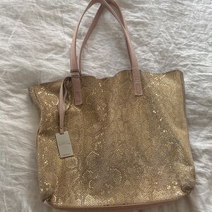 COCCINELLE Gold and Pink Tote Bag from Italy